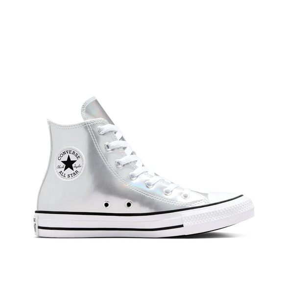 NWT Converse Boy’s Chuck Taylor Metallic Sneaker – Silver, Size 3.5 Big Kid - Picture 1 of 1